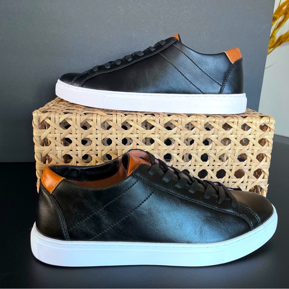 BYLT Everyday Shoes Men’s 9.5 Black Leather Low Top Sneakers | Minimalist Style